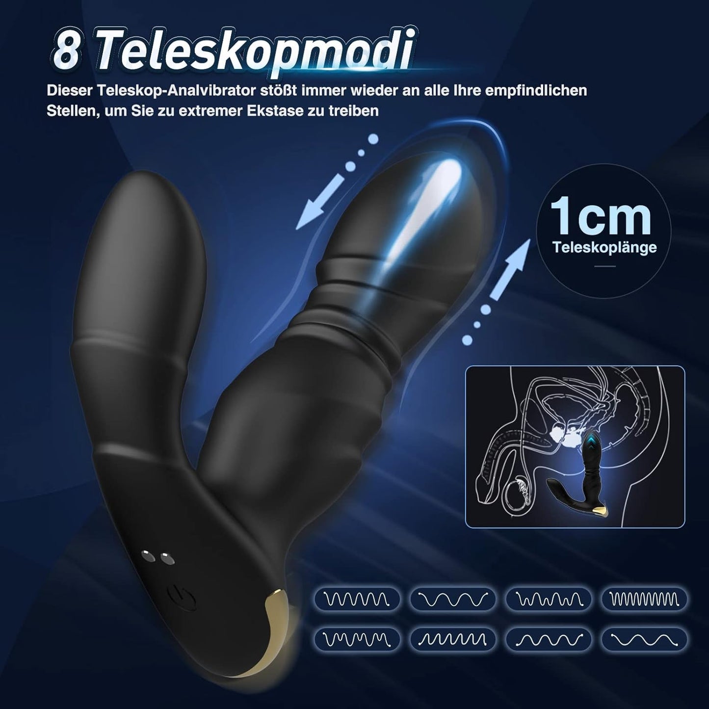 MASAJEADOR DE PRÓSTATA CON DOBLE MOTOR Y CONTROL REMOTO