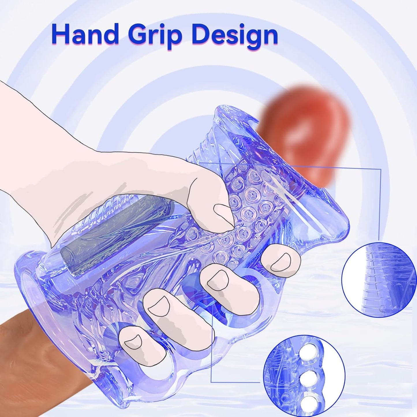 Masturbador Vibrador FleshSkin Ice Blue – Con Bala, 10 Modos de Vibración, Recargable