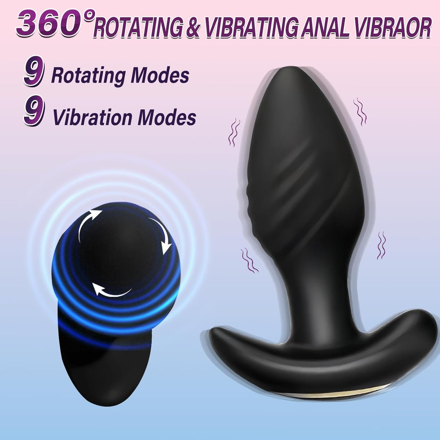 Vibrador Anal Rotatorio 360° con Control por App — Sumergible