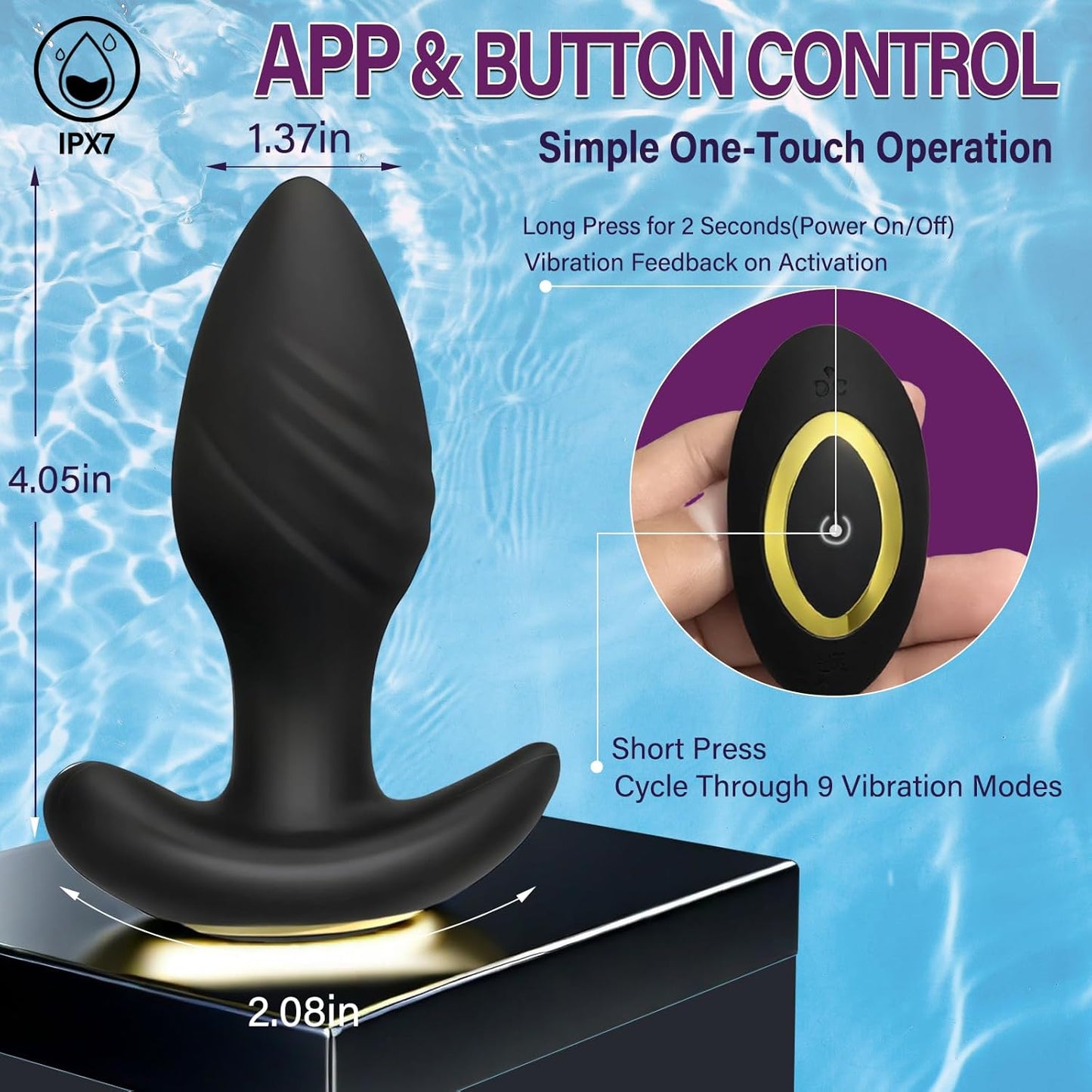 Vibrador Anal Rotatorio 360° con Control por App — Sumergible