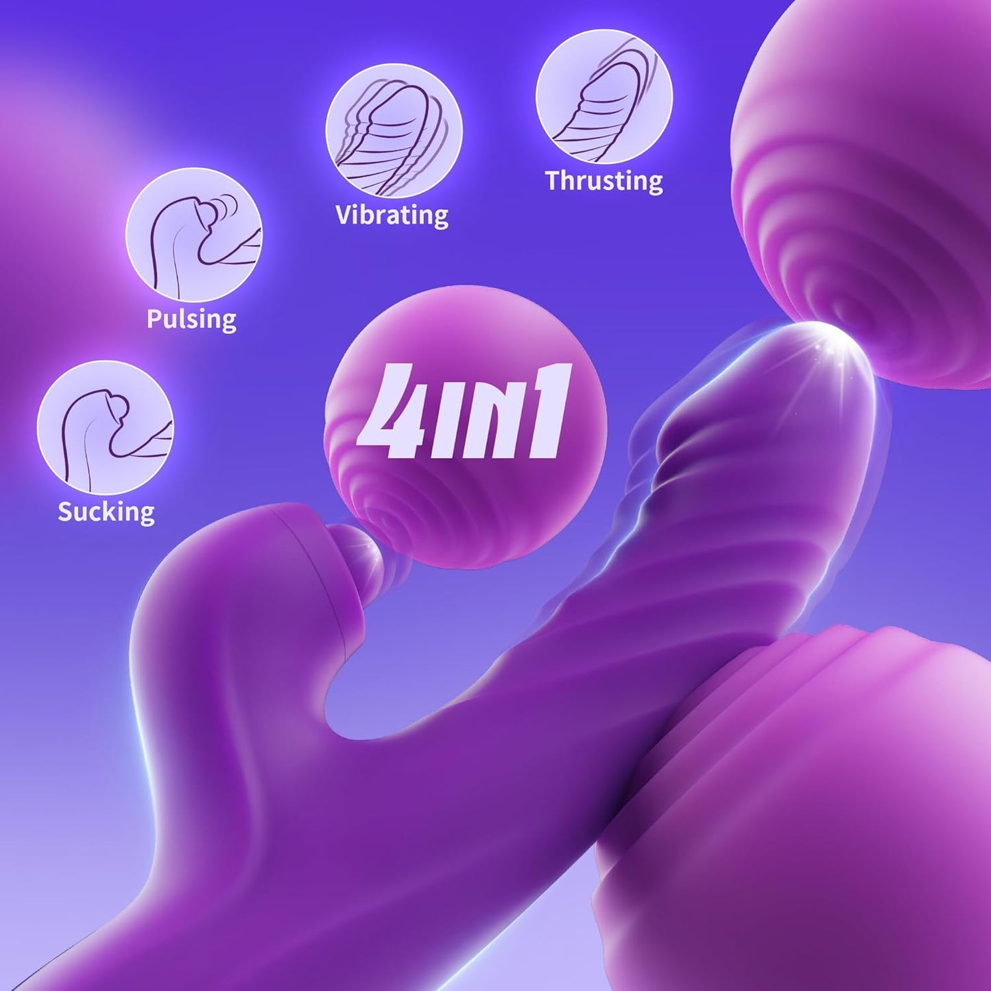 Vibrador con control App– 4 en 1: Succión, Empuje, Pulsación y Vibración