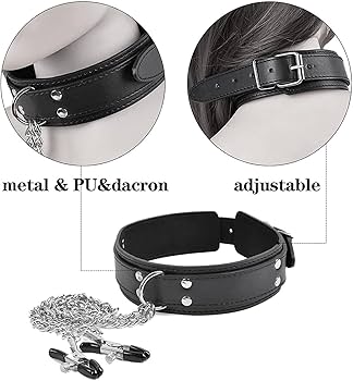 Collar BDSM con pinzas para pezones y cadena ajustable