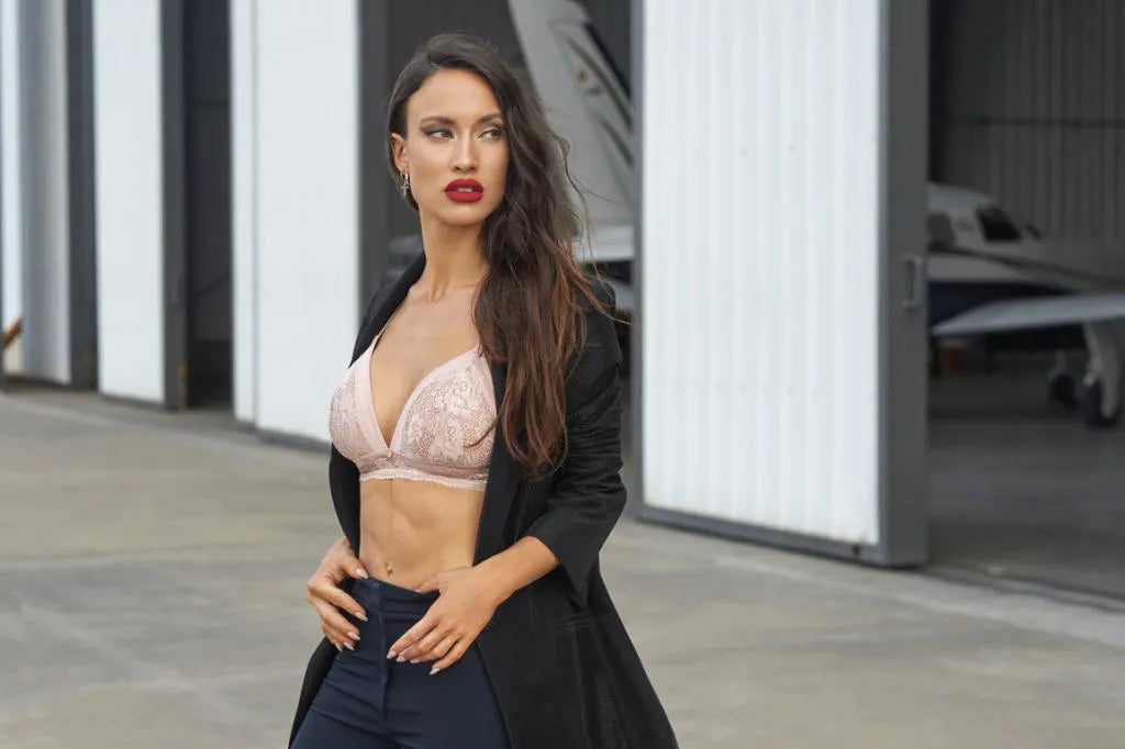 Art.8149 Conjunto Bralette de microfibra y puntilla