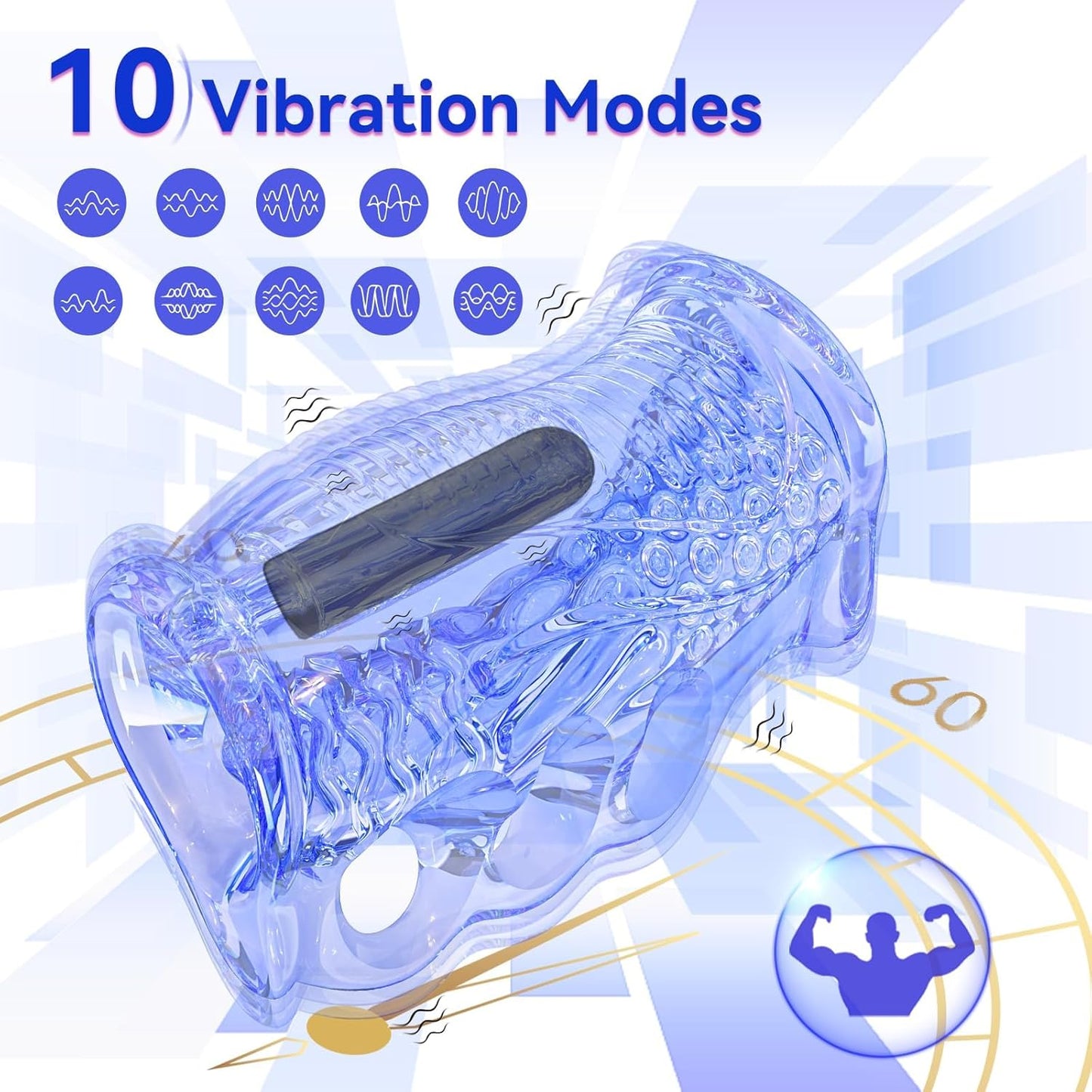 Masturbador Vibrador FleshSkin Ice Blue – Con Bala, 10 Modos de Vibración, Recargable