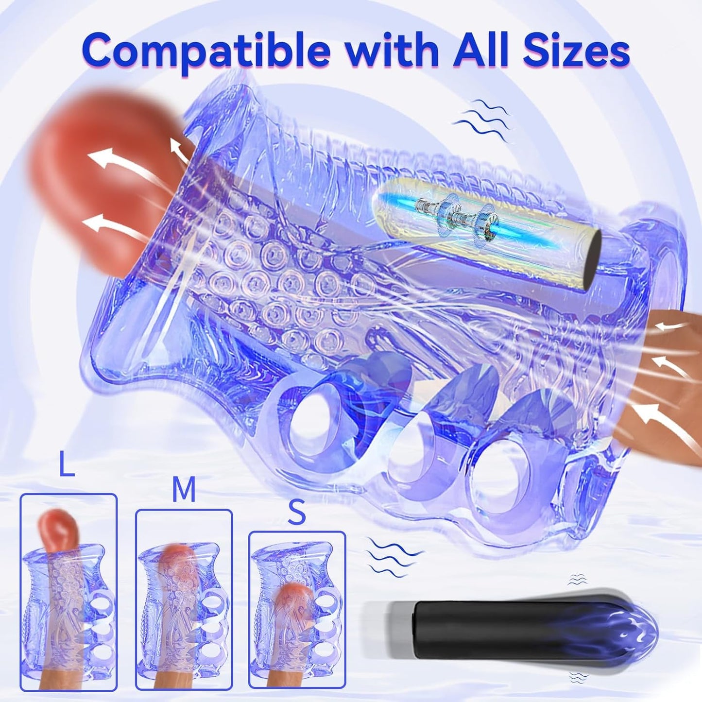 Masturbador Vibrador FleshSkin Ice Blue – Con Bala, 10 Modos de Vibración, Recargable