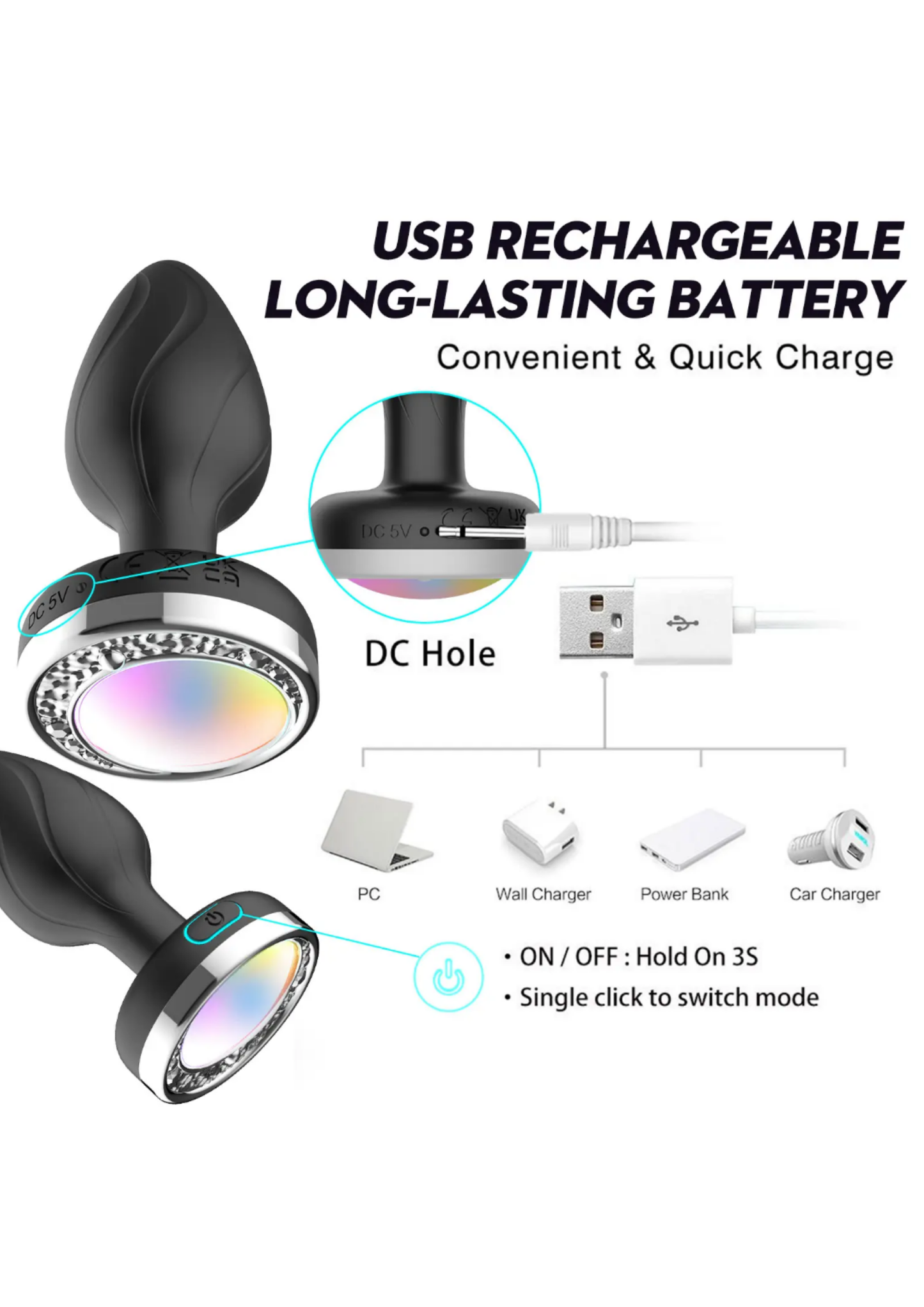 Plug Anal Inteligente con Vibración, Luz LED y Control Remoto/App A distancia
