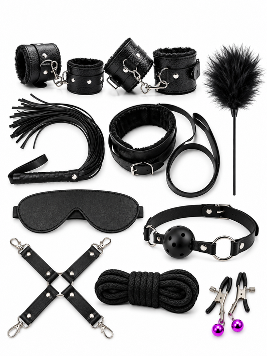 Kit BDSM Ajustable de 11 Piezas Pluma Estimuladora