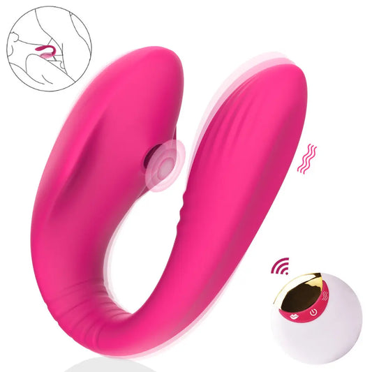 Vibrador en U con Succión Dual y Control Remoto 8 modos de vibración + 5 succion.