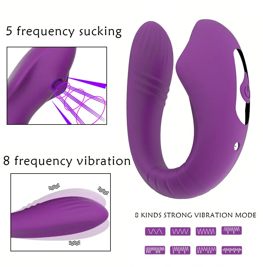 Vibrador en U con Succión Dual y Control Remoto 8 modos de vibración + 5 succion.