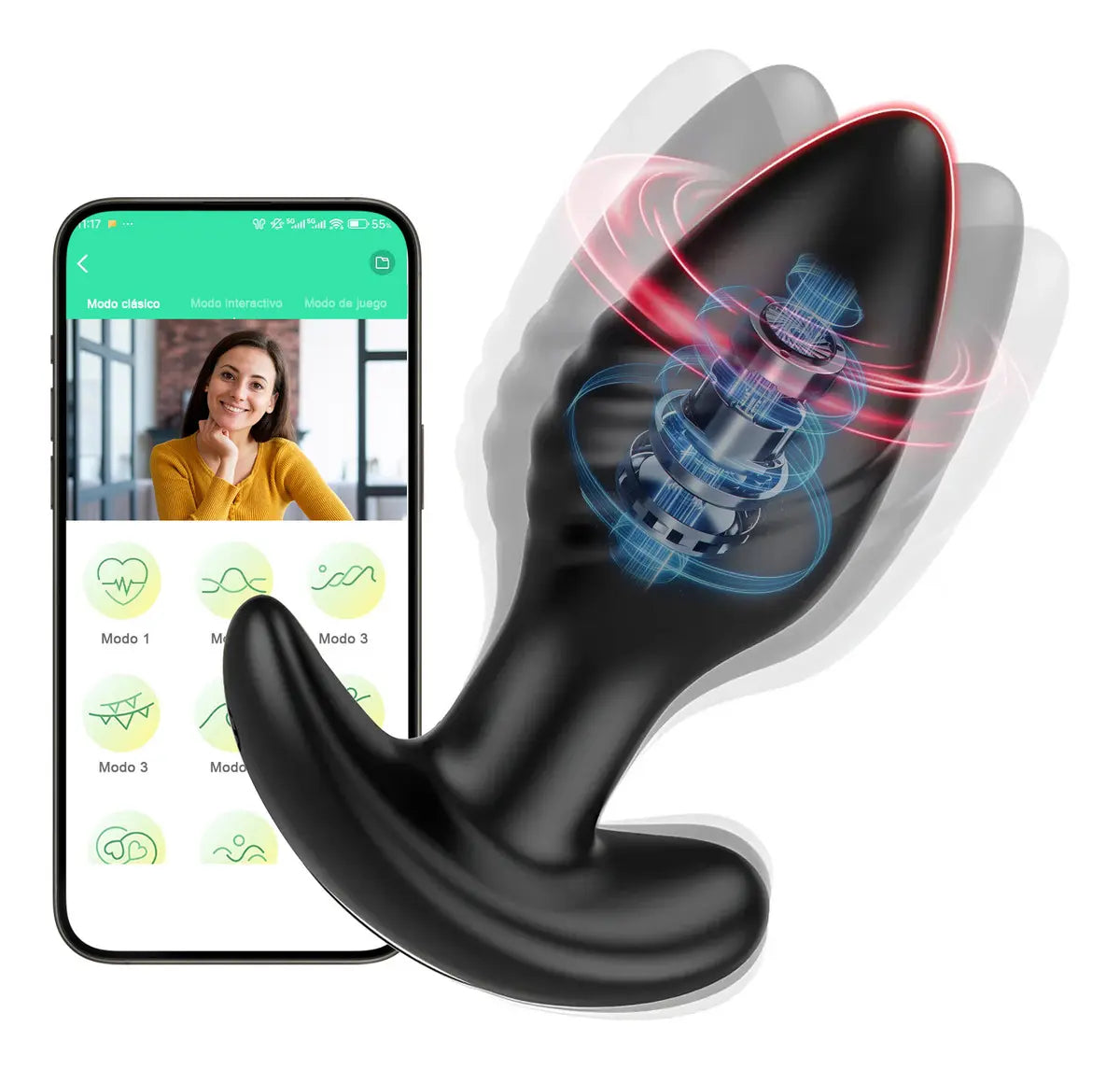 Plug Anal Inteligente con Vibración, Movimiento 360° y Control por App