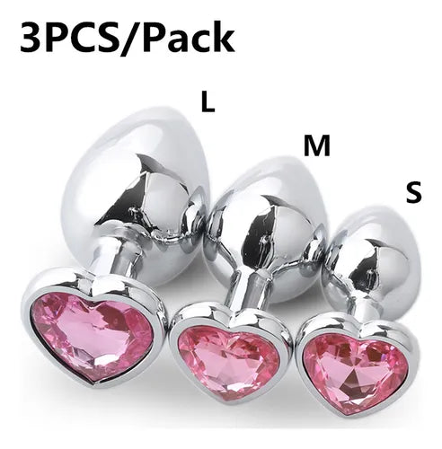 Plug Anal de Acero Quirúrgico con Joya en Forma de Corazón – 3 Tamaños