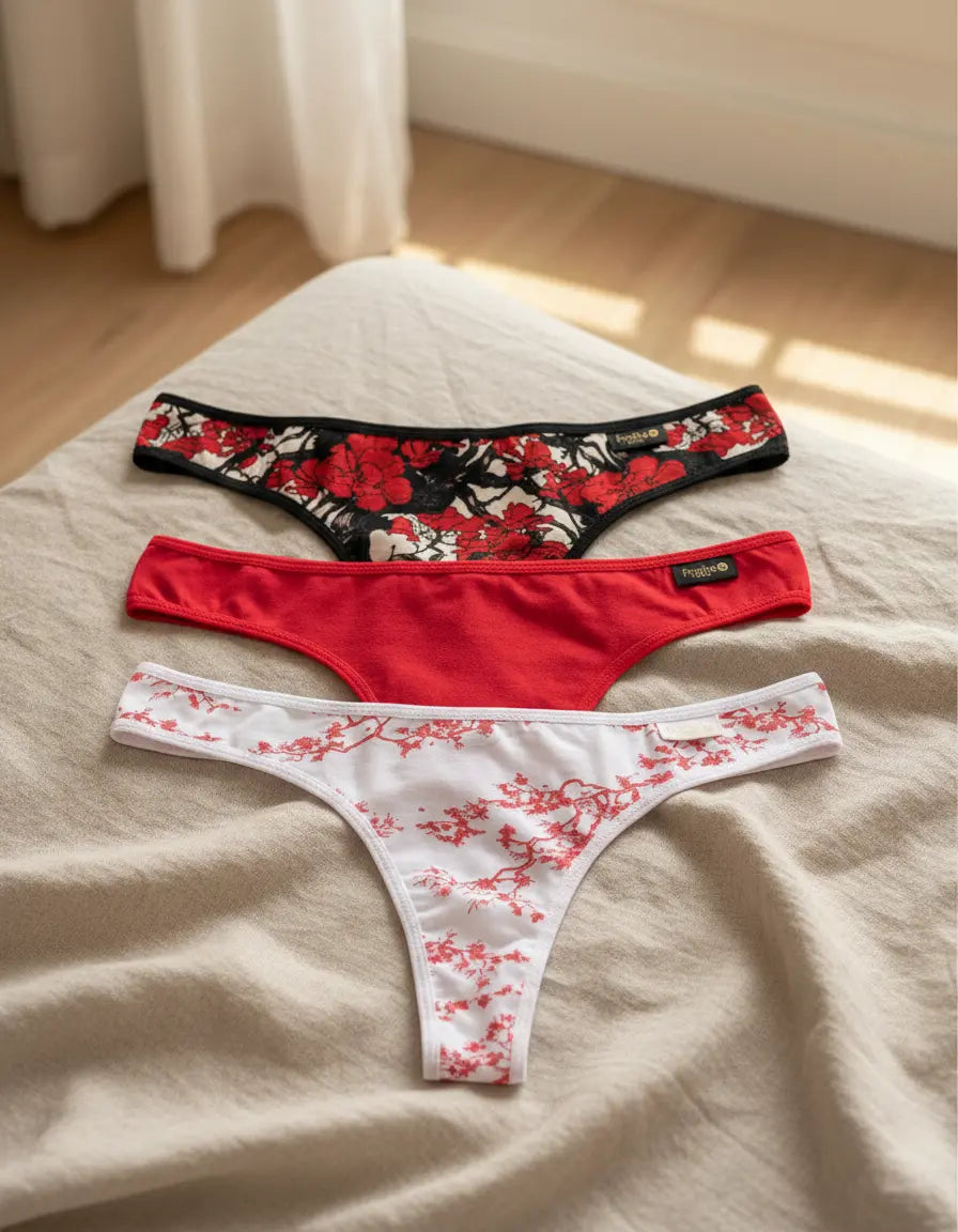 Art 5007 PACK X 3 DE COLA LESS DE ALGODÓN LYCRA ESTAMPADO JAPAN