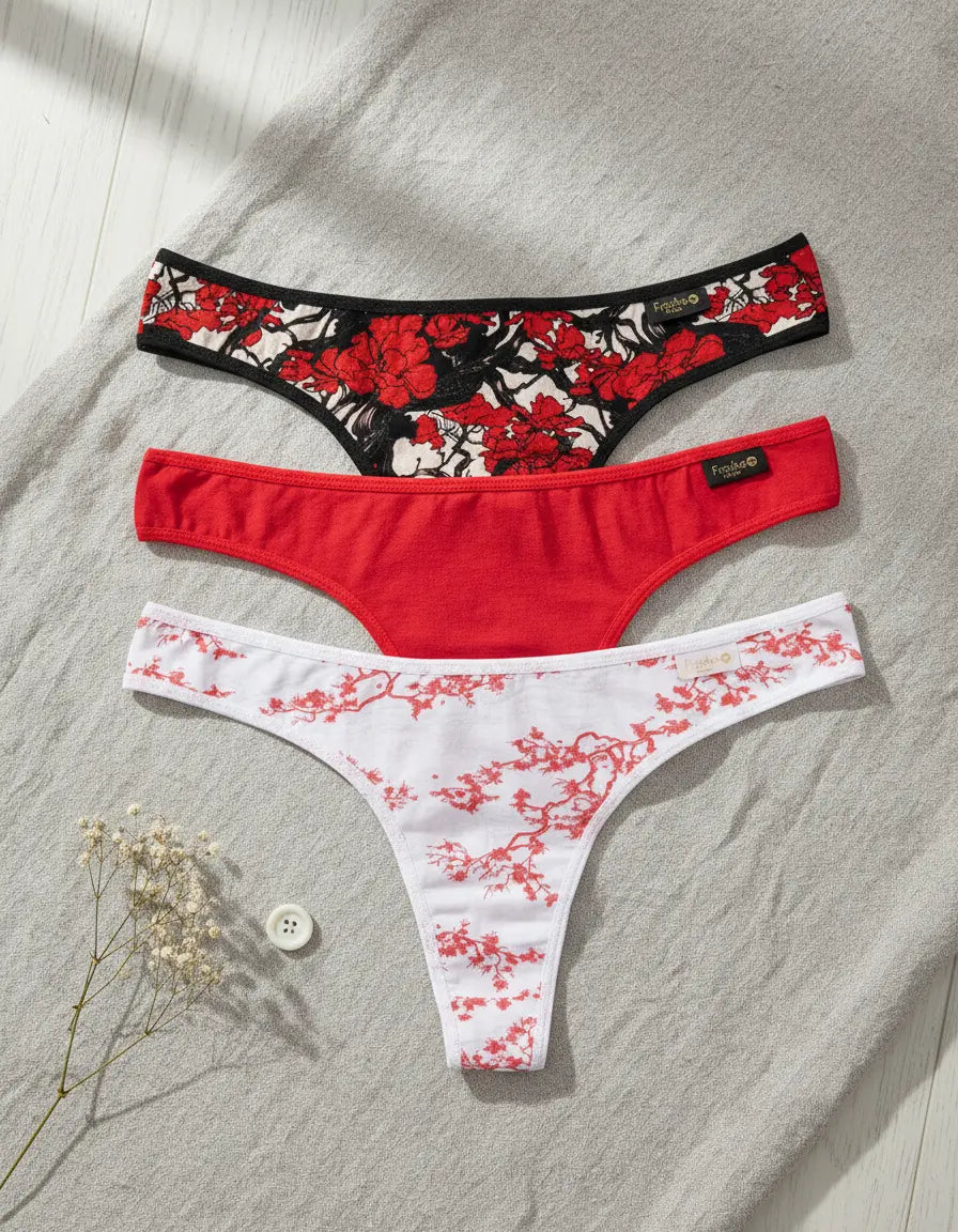 Art 5007 PACK X 3 DE COLA LESS DE ALGODÓN LYCRA ESTAMPADO JAPAN