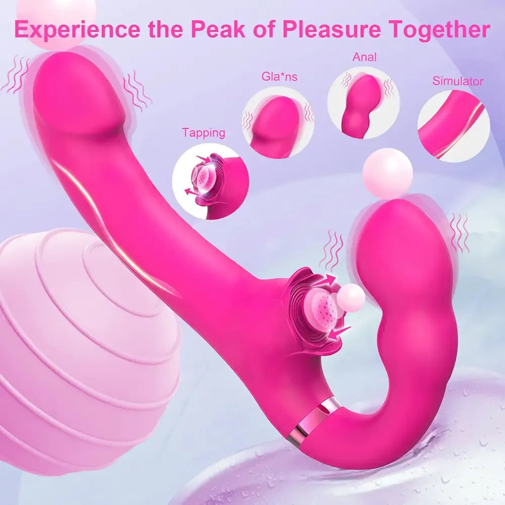 Vibrador Doble Cabezal Triple Estimulación Punto G y Clítoris con Control Remoto