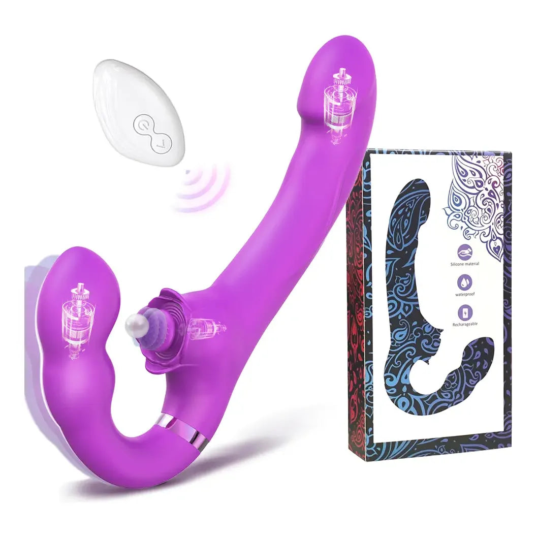 Vibrador Doble Cabezal Triple Estimulación Punto G y Clítoris con Control Remoto
