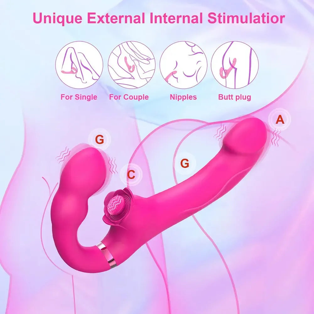 Vibrador Doble Cabezal Triple Estimulación Punto G y Clítoris con Control Remoto