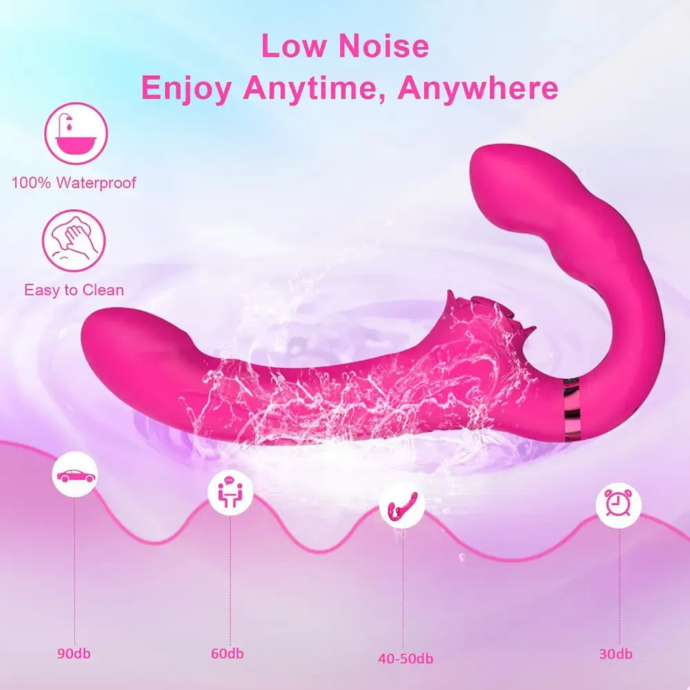 Vibrador Doble Cabezal Triple Estimulación Punto G y Clítoris con Control Remoto