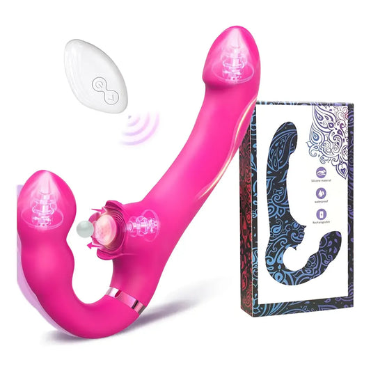 Vibrador Doble Cabezal Triple Estimulación Punto G y Clítoris con Control Remoto