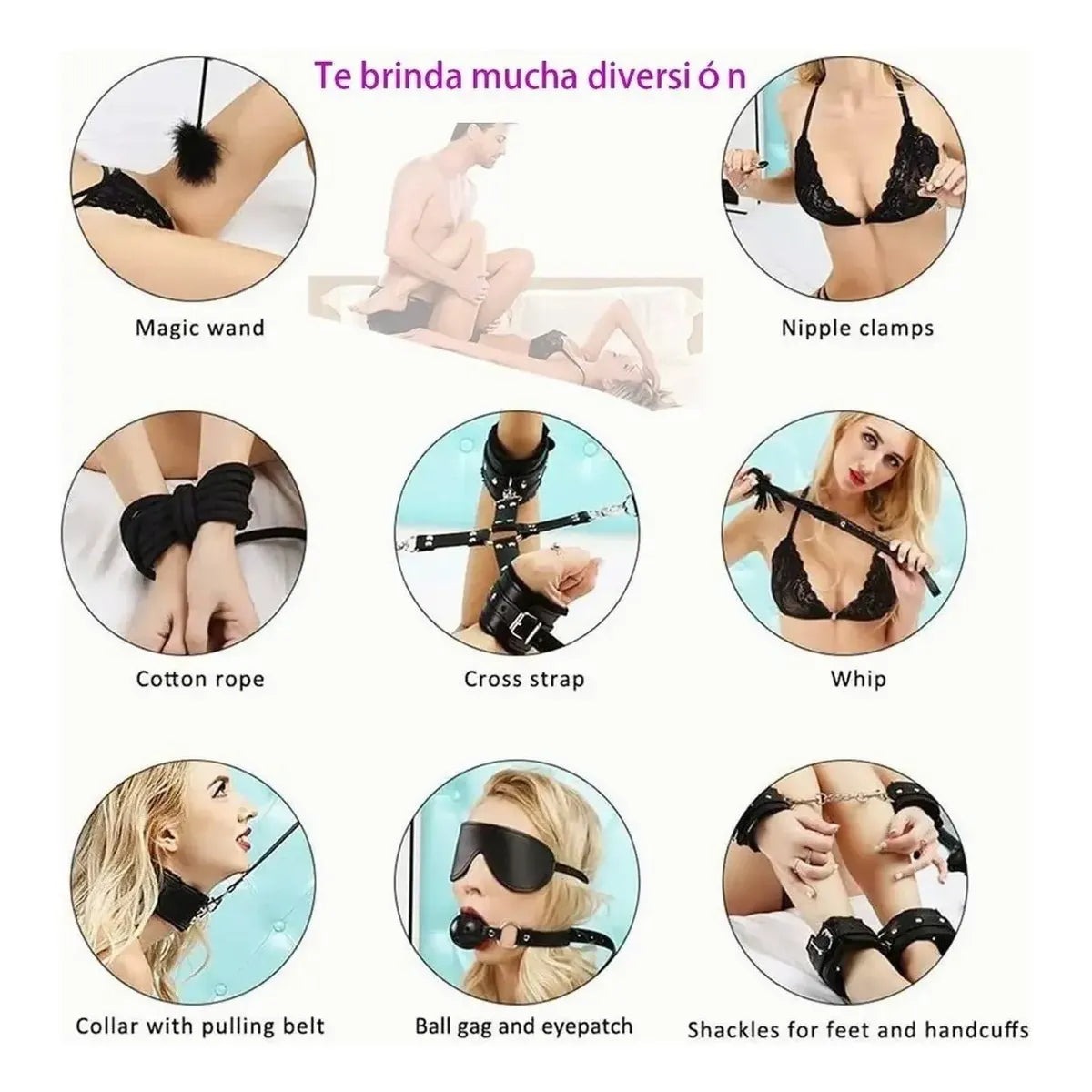 Kit BDSM Ajustable de 11 Piezas Pluma Estimuladora