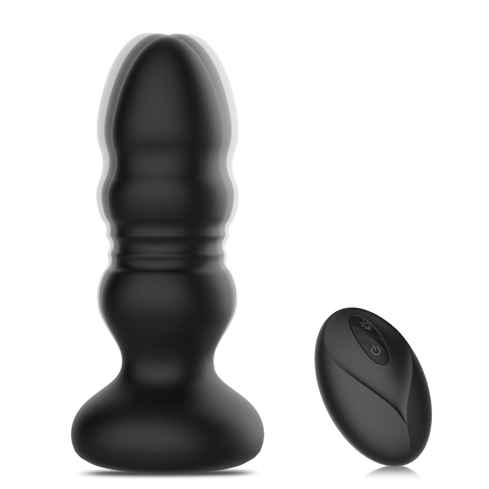 Plug Anal Vibrador con Empuje + Control Remoto y Luces LED (2 en 1)