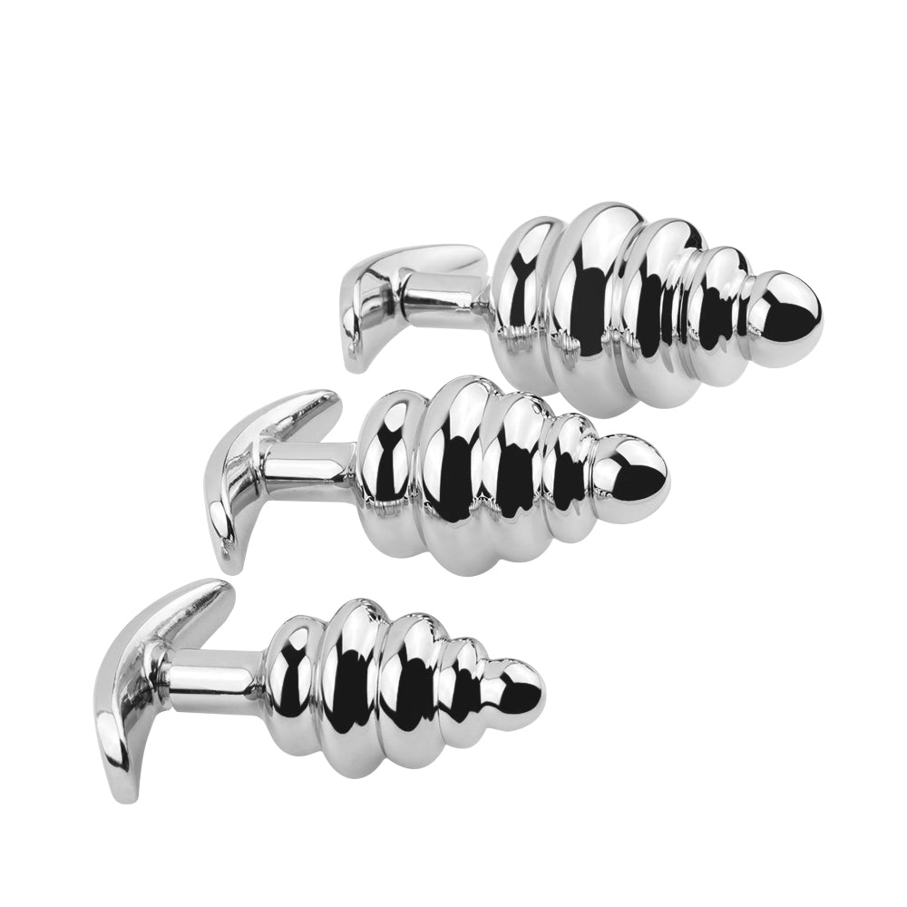 Kit de plug anal de acero inoxidable texturizados (x3 piezas)