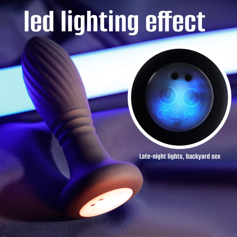Plug Anal Vibrador con Empuje + Control Remoto y Luces LED (2 en 1)
