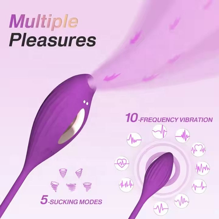 Vibrador Punto G con Succión · 10 Vibraciones + 5 Modos de Succión Recargable