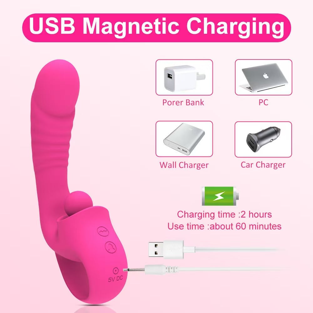 Vibrador 2 en 1 Punto G + Clítoris — Recargable 100% Impermeable