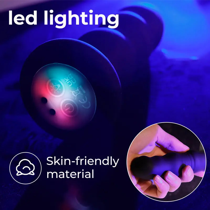 Plug Anal Vibrador con Empuje + Control Remoto y Luces LED (2 en 1)