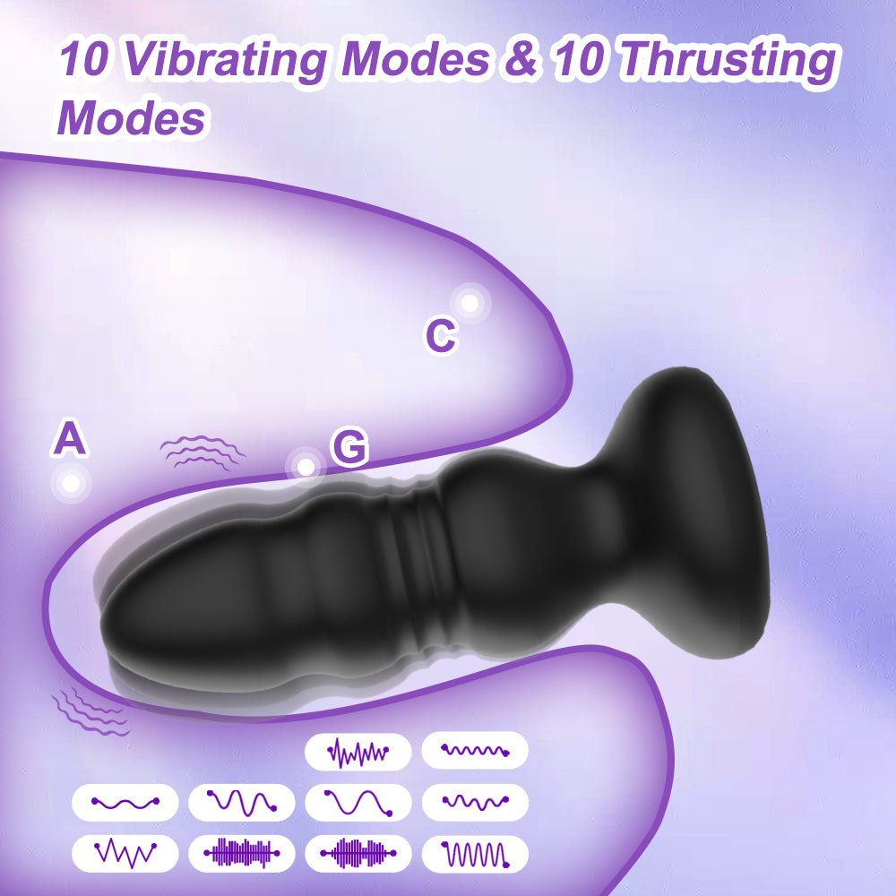 Plug Anal Vibrador con Empuje + Control Remoto y Luces LED (2 en 1)