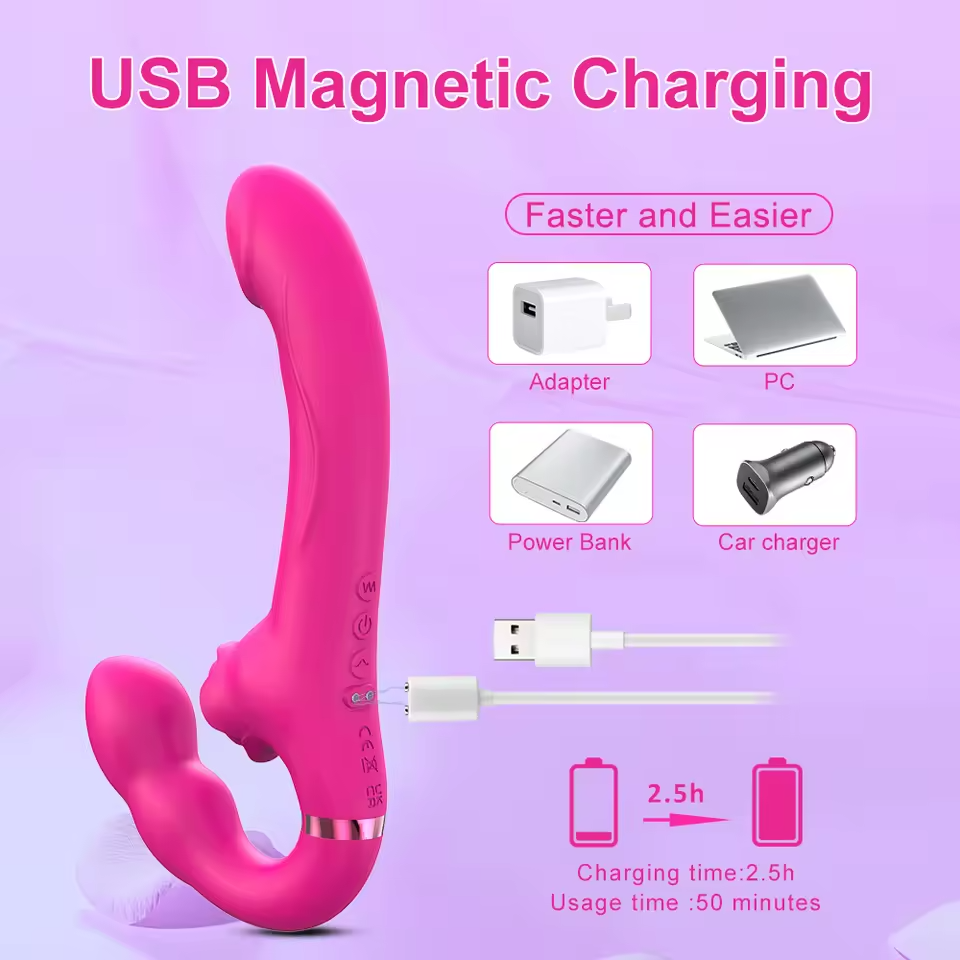 Vibrador Doble Cabezal Triple Estimulación Punto G y Clítoris con Control Remoto