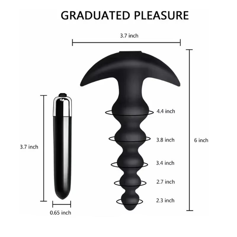 Plug Anal Vibrador con Cuentas Progresivas — Vibración Intensa · Diseño Ergonómico y Sumergible