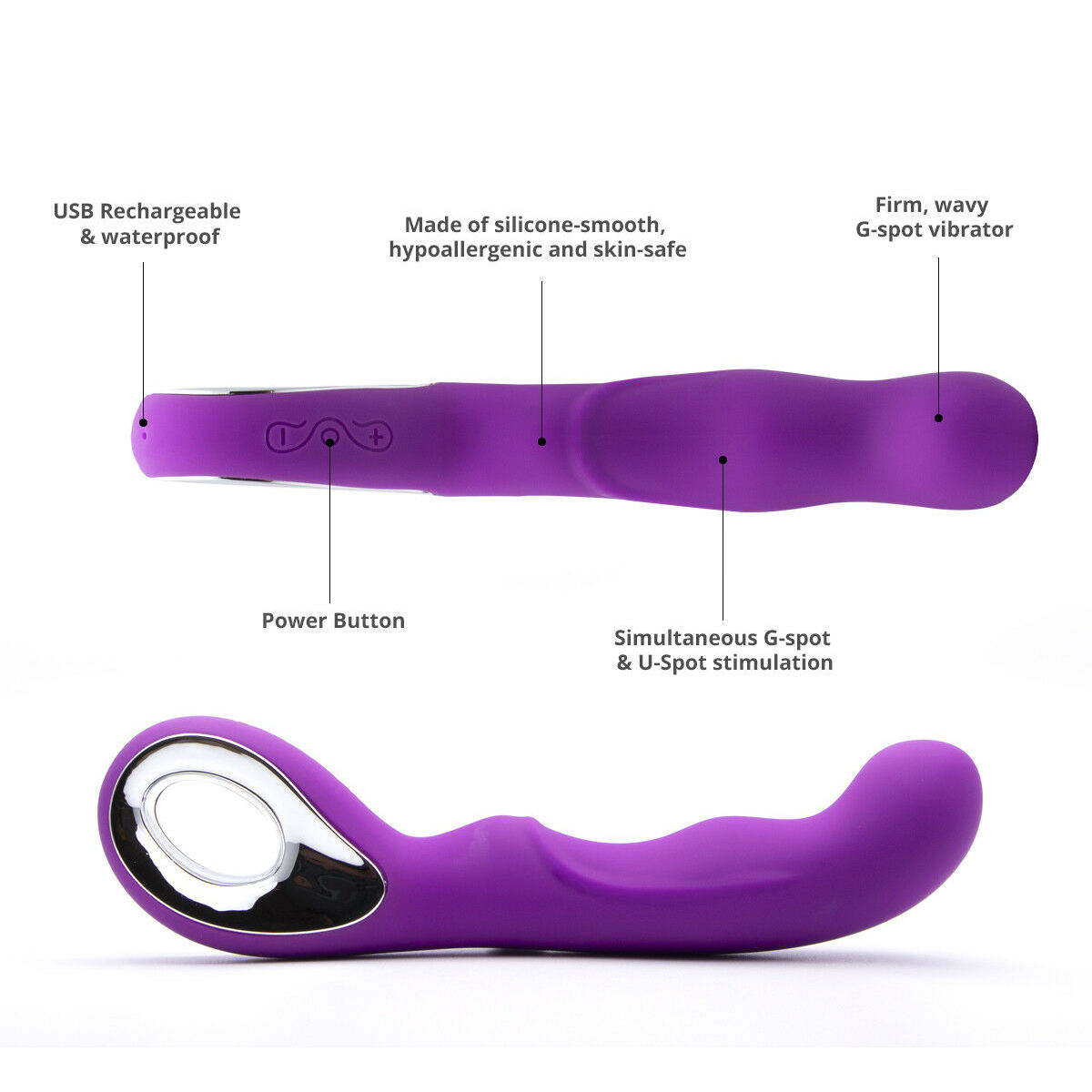 Vibrador Punto G de Silicona Recargable USB — 10 Modos de Vibración
