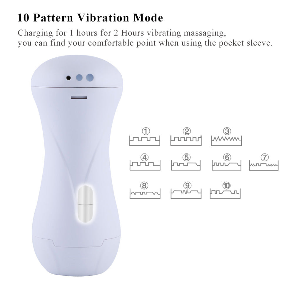 Shequi Masturbador Masculino con Vibración y Gemidos Integrados – Recargable USB