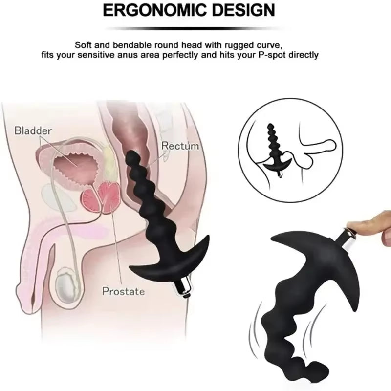 Plug Anal Vibrador con Cuentas Progresivas — Vibración Intensa · Diseño Ergonómico y Sumergible