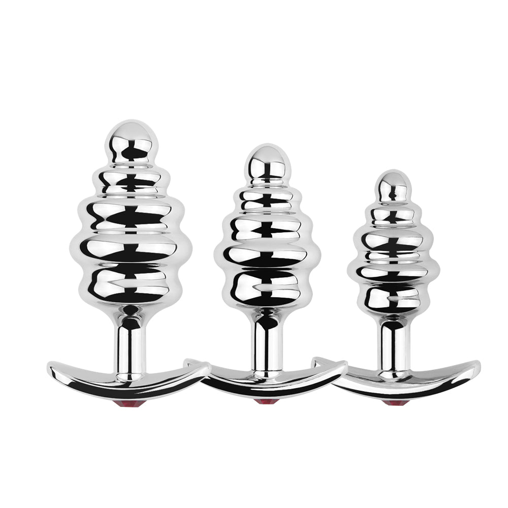 Kit de plug anal de acero inoxidable texturizados (x3 piezas)