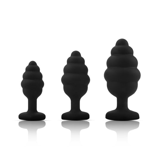 Kit de Plugs Anales de Silicona – Set x3 con Base Decorativa