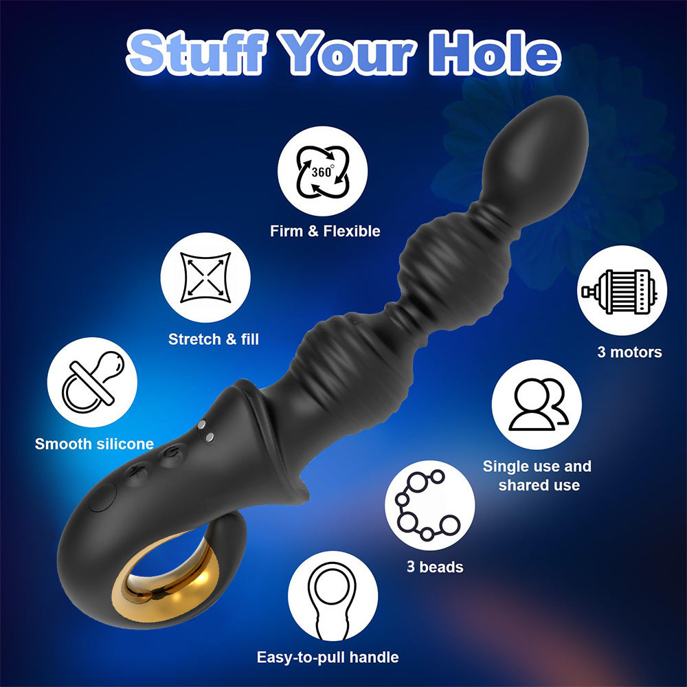 Plug Anal Inflable con Cuentas y 10 Modos de Vibración