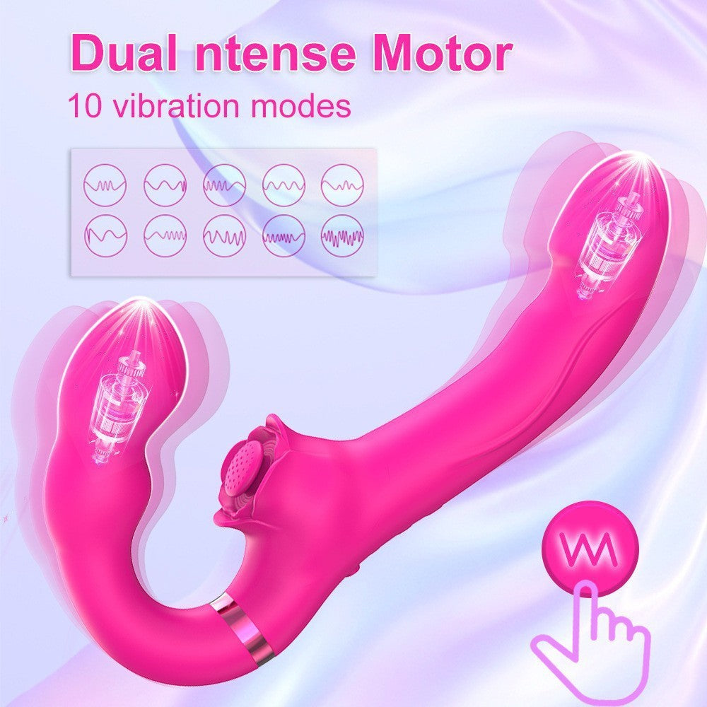 Vibrador Doble Cabezal Triple Estimulación Punto G y Clítoris con Control Remoto
