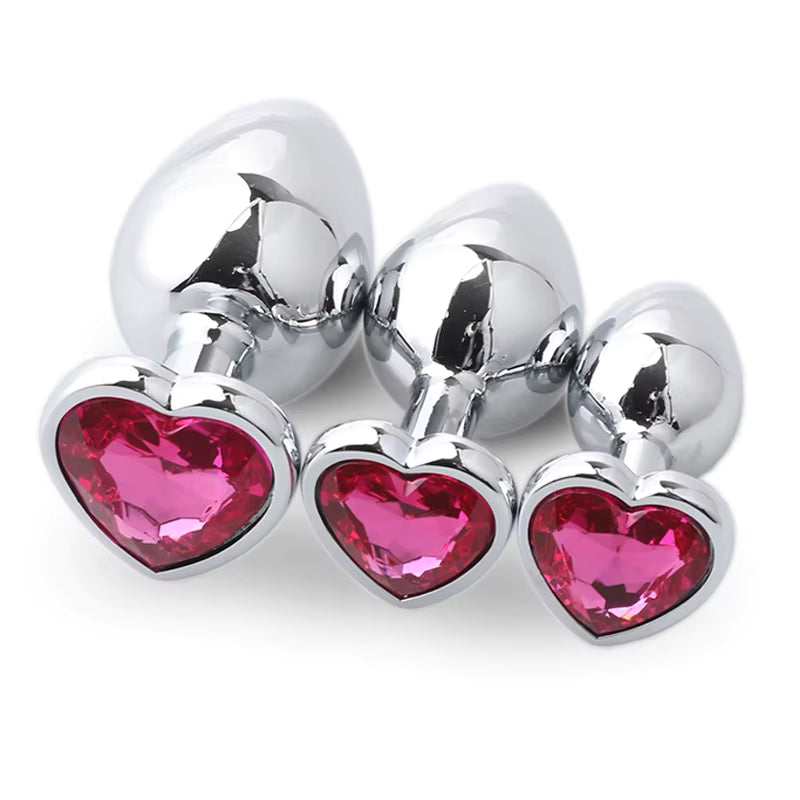Plug Anal de Acero Quirúrgico con Joya en Forma de Corazón – 3 Tamaños
