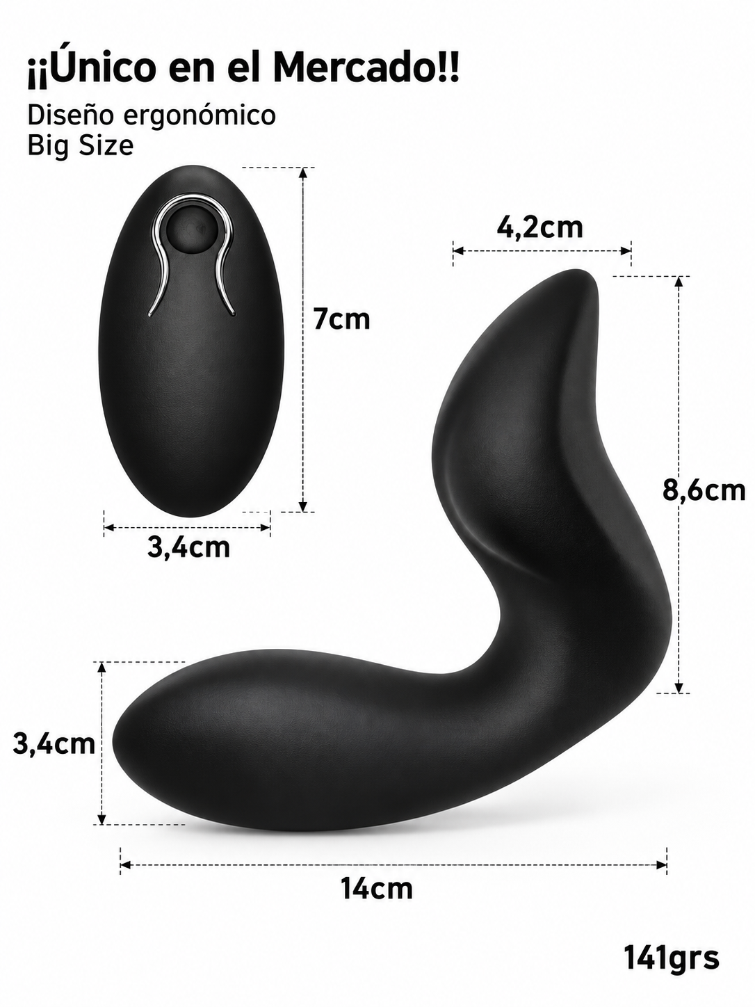 Masajeador de Próstata Anal con Control Remoto y 12 Modos de Vibración