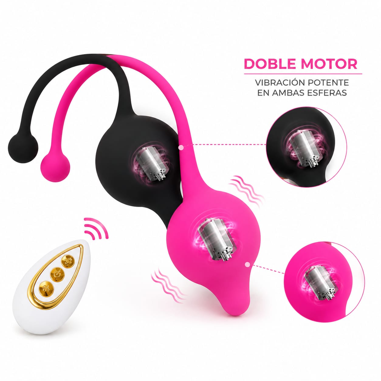 Bola de Kegel Vibradora Doble con Control Remoto — Recargable USB