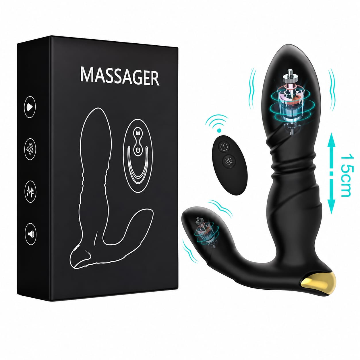 MASAJEADOR DE PRÓSTATA CON DOBLE MOTOR Y CONTROL REMOTO