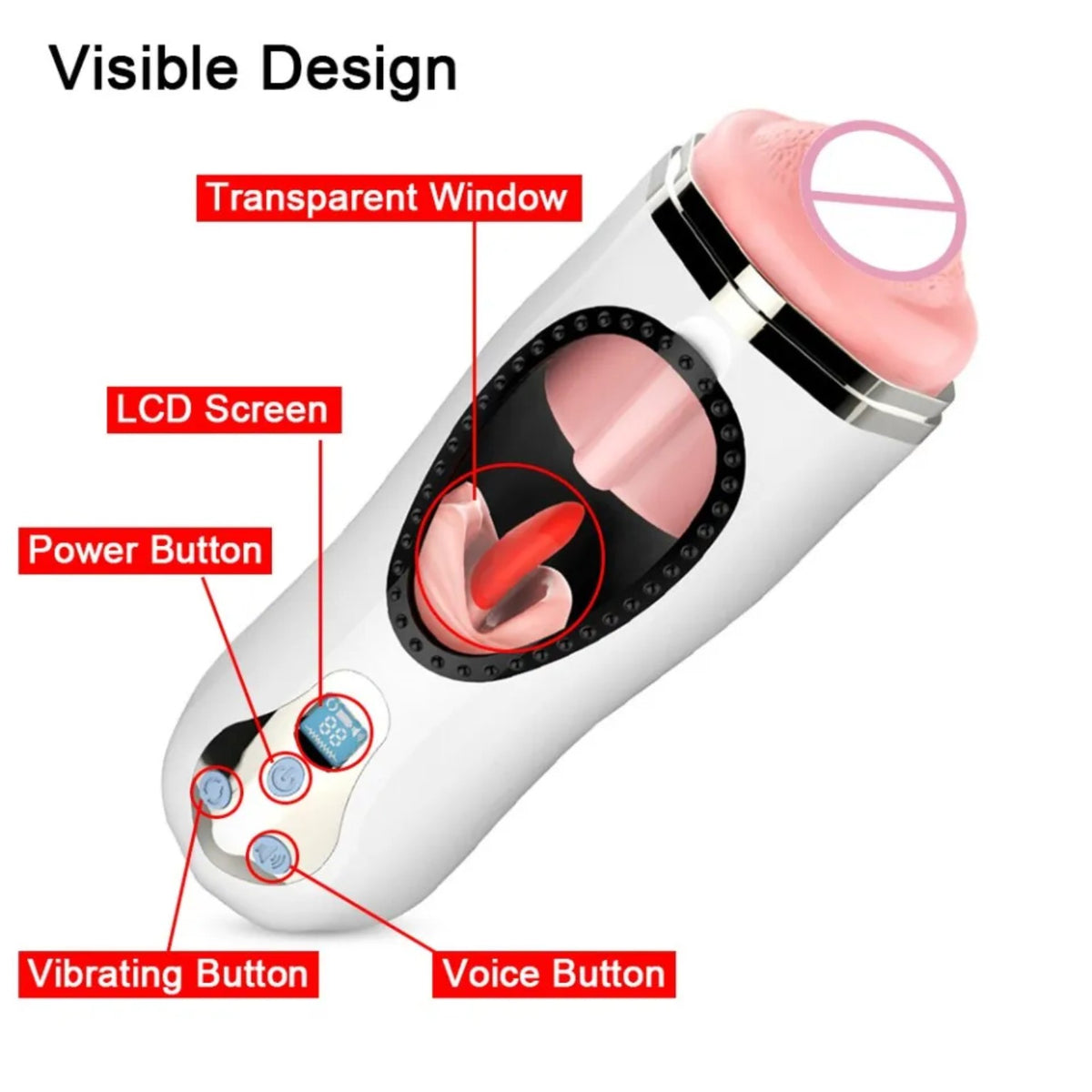 Masturbador Masculino Automático Claire 44en 1 con Lengua, Calor, Vibración y Sonido de gemido  Integrado