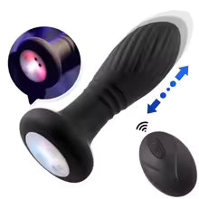 Masajeador de Próstata, Plug Anal Telescópico con Luz LED y Control Remoto