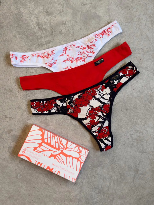 Art 5007 PACK X 3 DE COLA LESS DE ALGODÓN LYCRA ESTAMPADO JAPAN