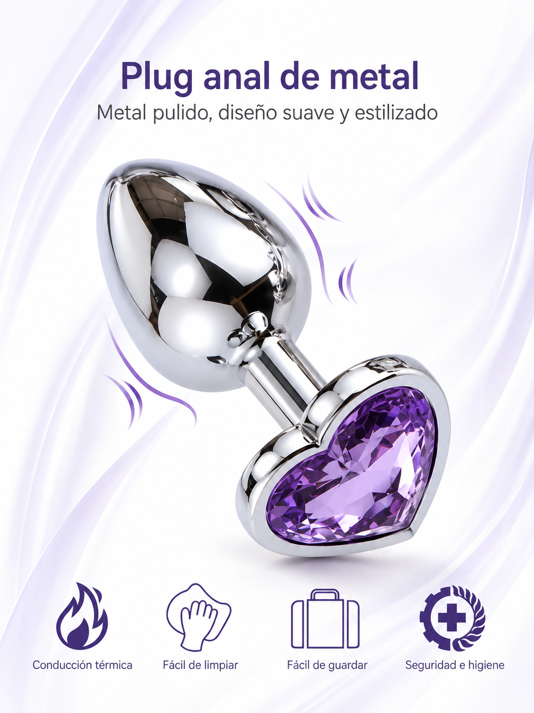 Plug Anal de Acero Quirúrgico con Joya en Forma de Corazón – 3 Tamaños