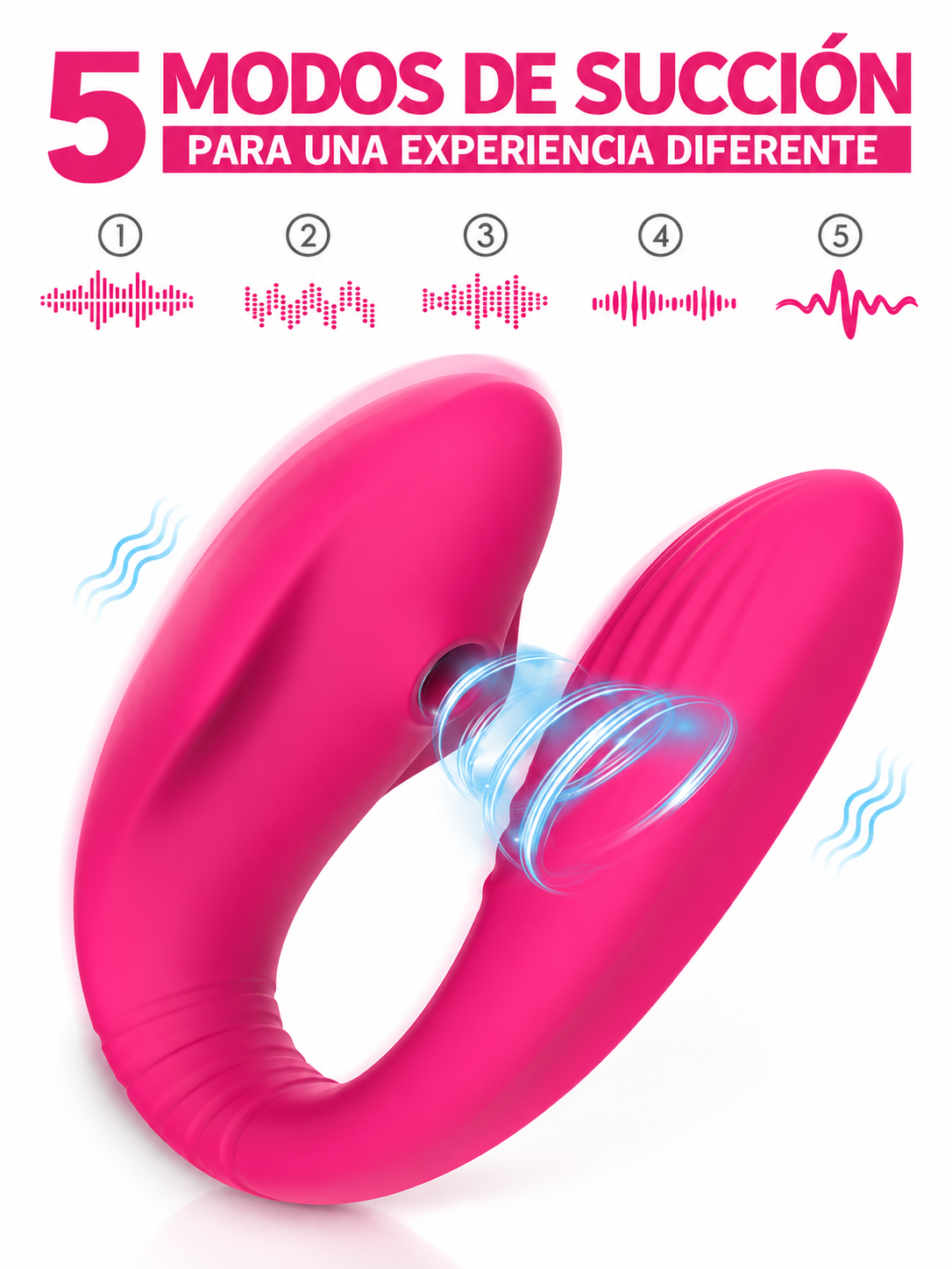 Vibrador en U con Succión Dual y Control Remoto