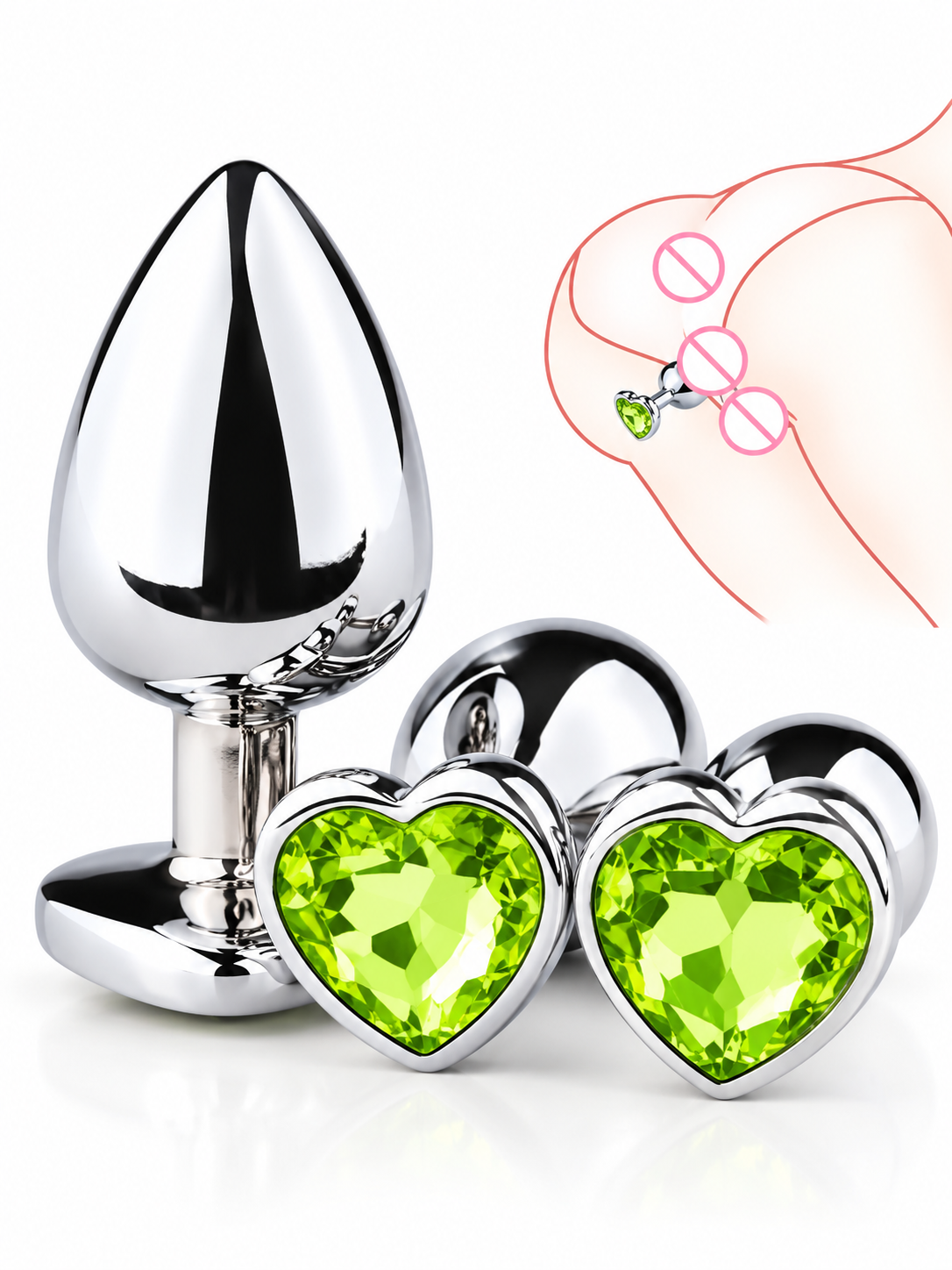 Plug Anal de Acero Quirúrgico con Joya en Forma de Corazón – 3 Tamaños