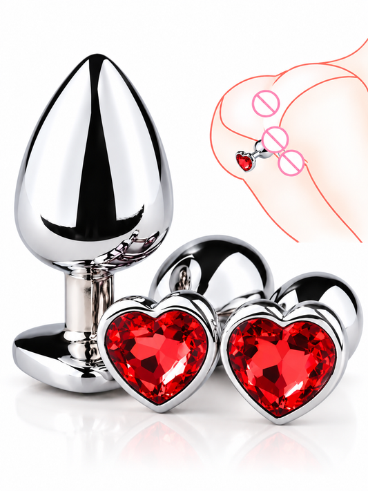Plug Anal de Acero Quirúrgico con Joya en Forma de Corazón – 3 Tamaños